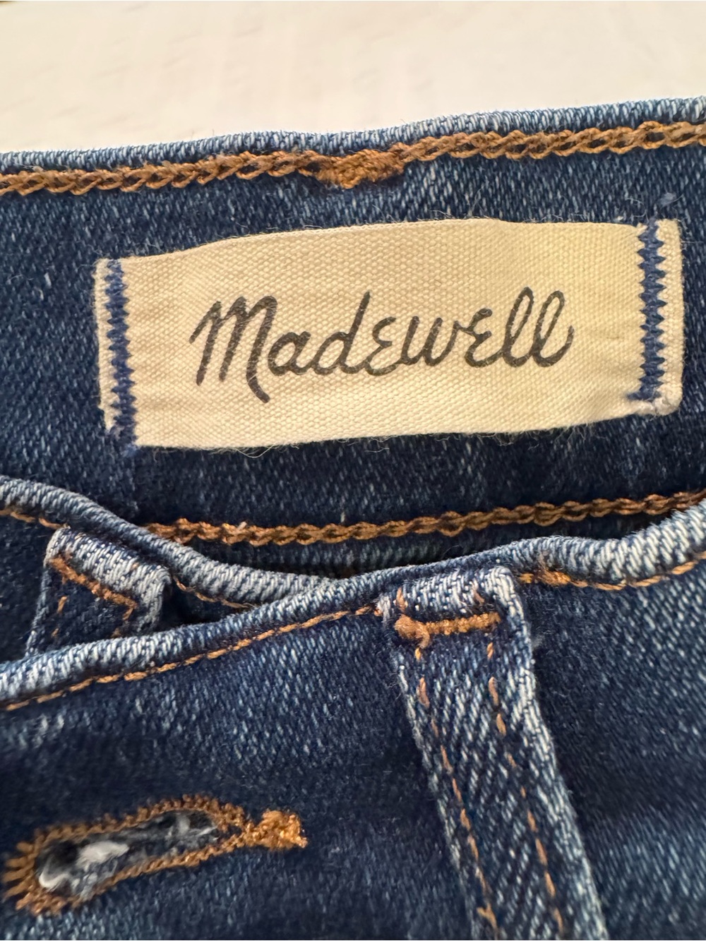 Madewell Dark Blue High-Rise Stovepipe Denim Jeans